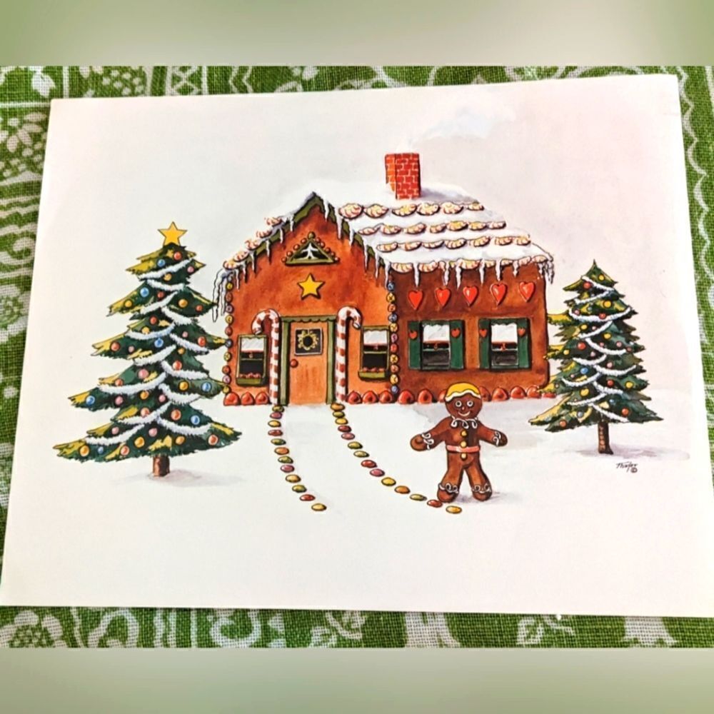 Lois Thayer‎ vintage lithograph art print gingerbread man